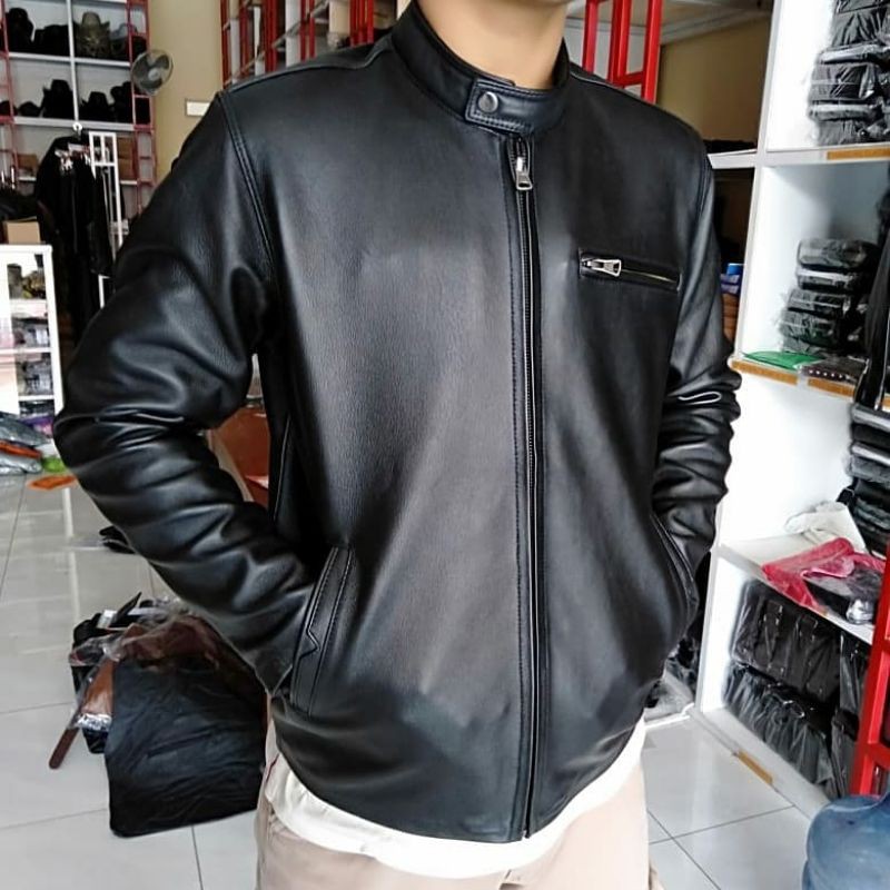 Jaket Kulit Pria Casual Jaket Motor New Trend Elegant