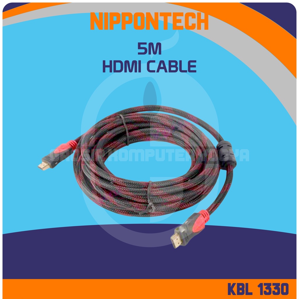 NipponTech 5M HDMI Cable 1080P Gold Plated Kabel HDMI Serat Jaring