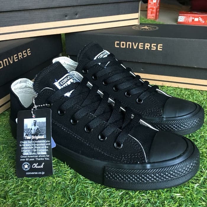 SEPATU SEKOLAH PRIA WANITA CONVERSE ALL STAR PENDEK FULL HITAM POLOS IMPORT