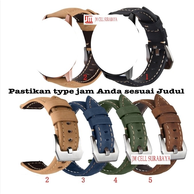 Strap TicWatch C2 Versi Black dan Silver - Tali Kulit Crazy Horse