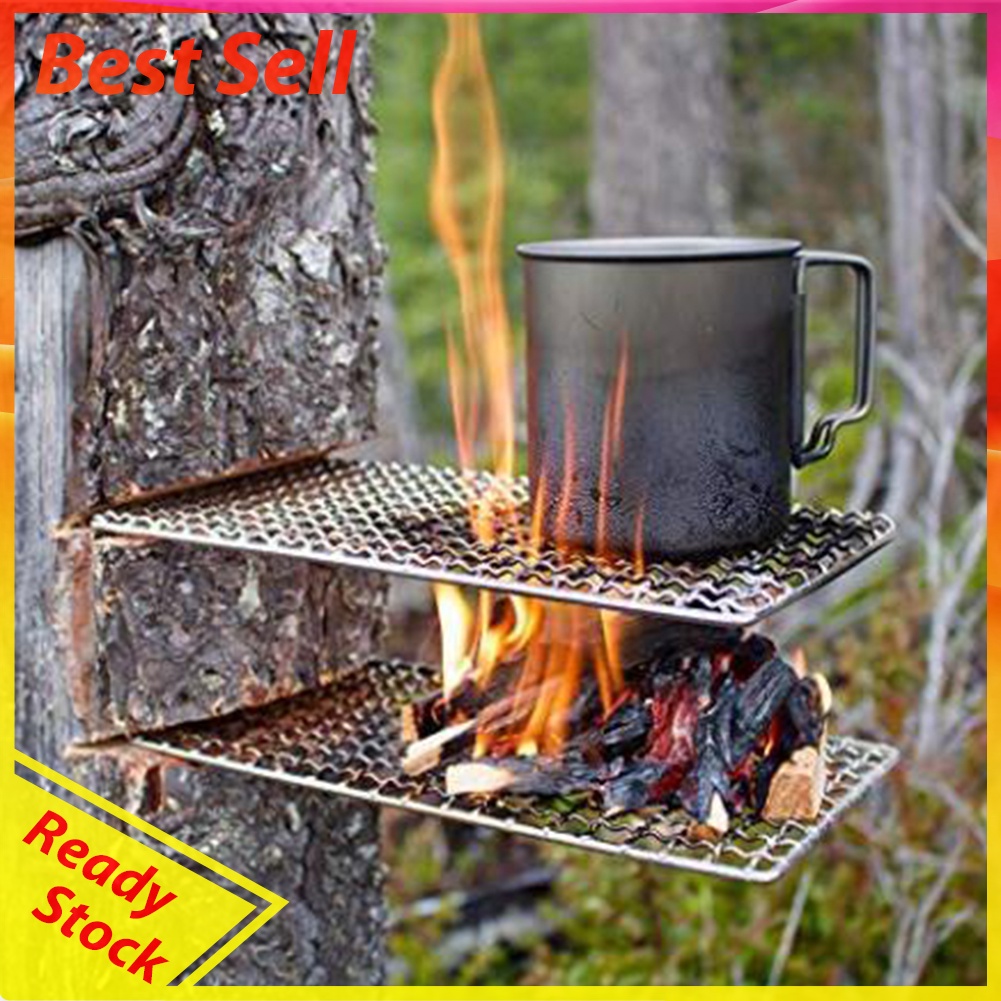 Stainless Steel Camping Grill Grate Mesh Grilling Net Fire BBQ Activities