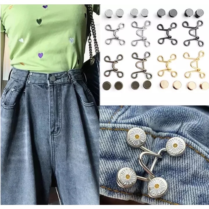 1 set kancing jeans kancing pinggang,Kancing Jepret pengecil celana detachable waist button,gesper wanita