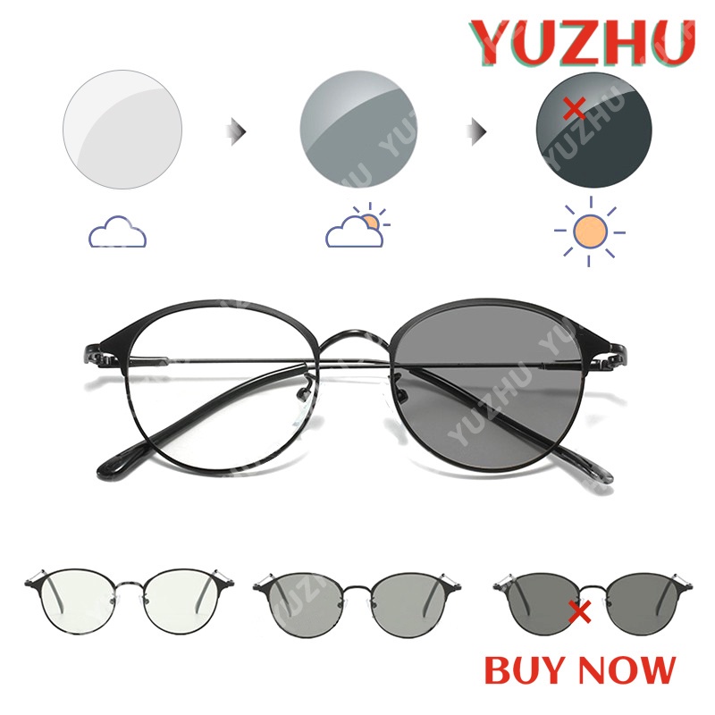 (YUZHU) TERSEDIA &amp; COD Frame Kacamata Anti Radiasi Photochromic Lensa Kacamata Korean Gaya Wanita