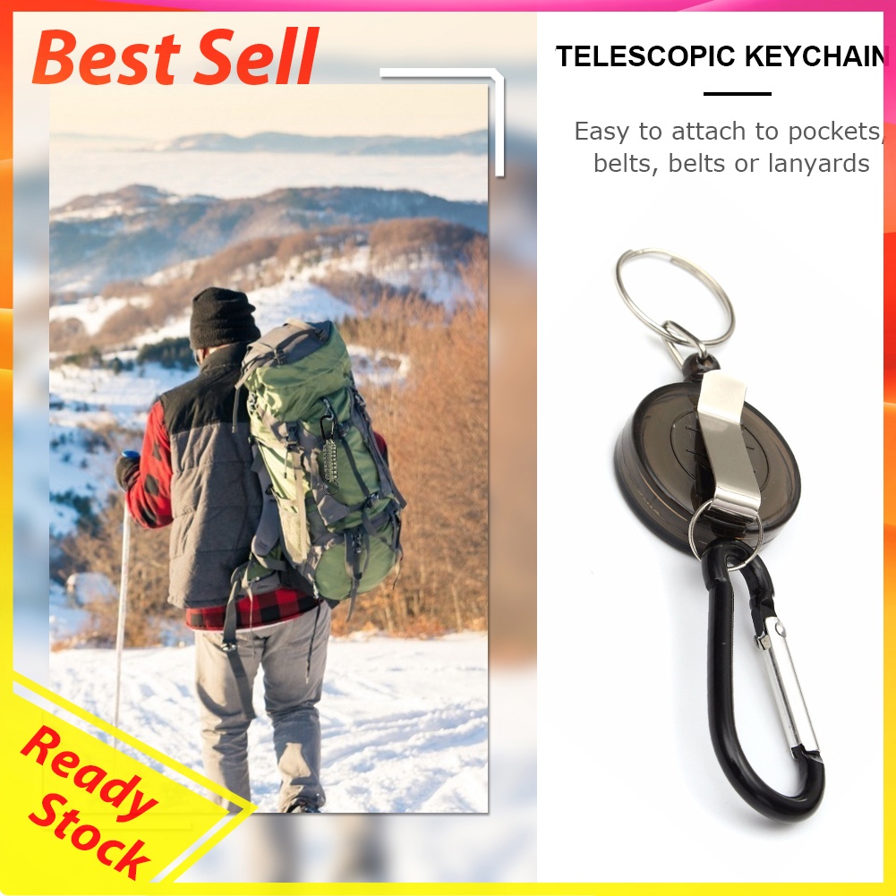 Metal Retractable Keychain Anti-Lost Anti-Theft EDC Keyring Buckle Hooks