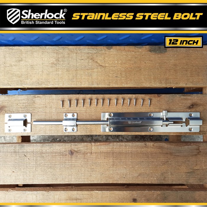 Grendel Slot Kunci Pintu 12 inch / Sherlock Stainless Steel