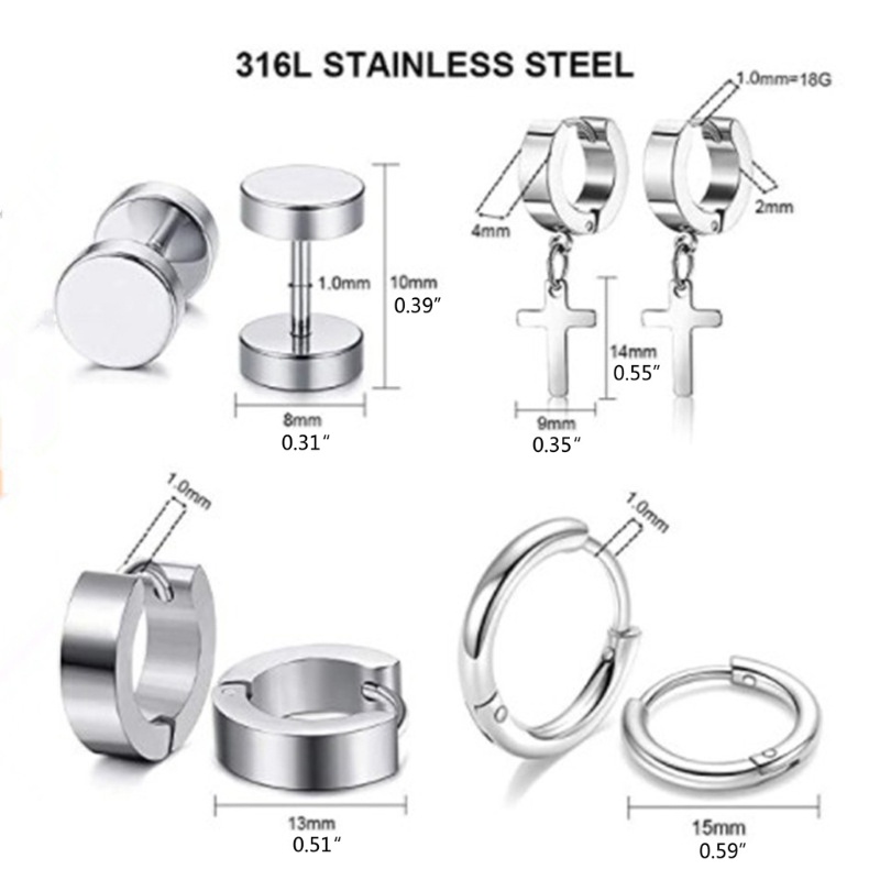 Siy 20pcs Anting Hoop Huggie Bahan Stainless Steel Gaya Korea Untuk Pria / Wanita