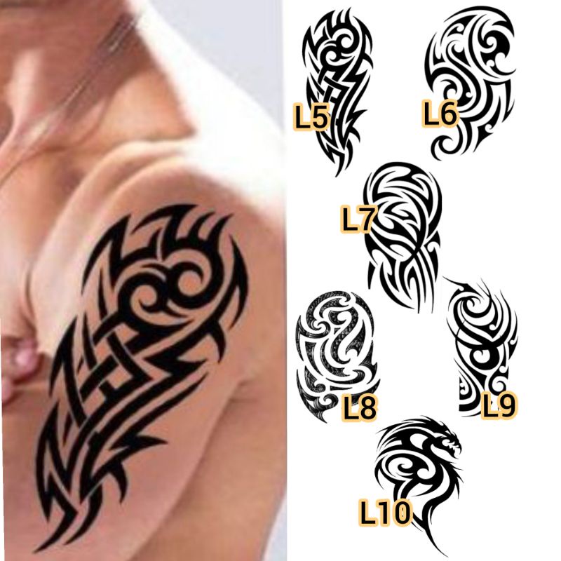 Tato Temporer Tribal Tato simple tato pria Tato setengah lengan Stiker Tato Minimalis - L