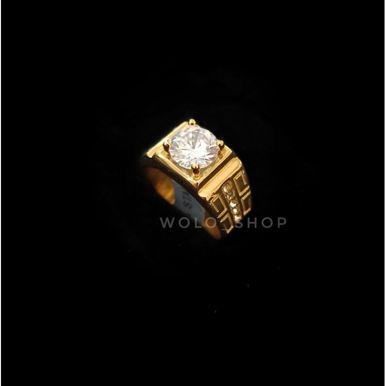Cincin Titanium Batu Cutting Pria Wanita Anti karat