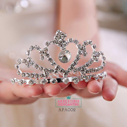 [SIAP KIRIM] AKSESORIS RAMBUT MAHKOTA ANAK TIARA PENGANTIN SILVER APA002