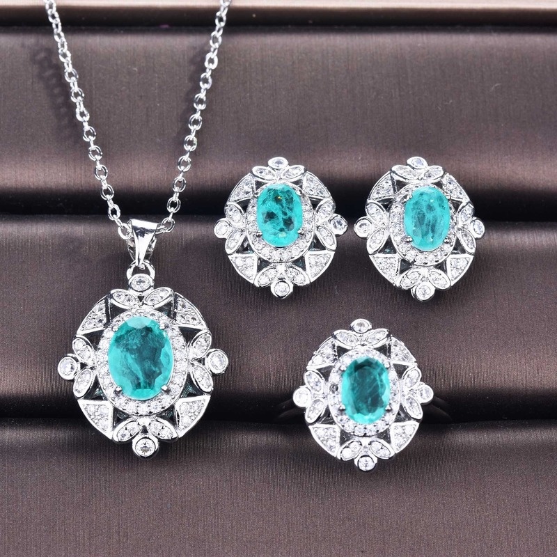 Luxury Jewelry Green Moissanite Jewelry Set