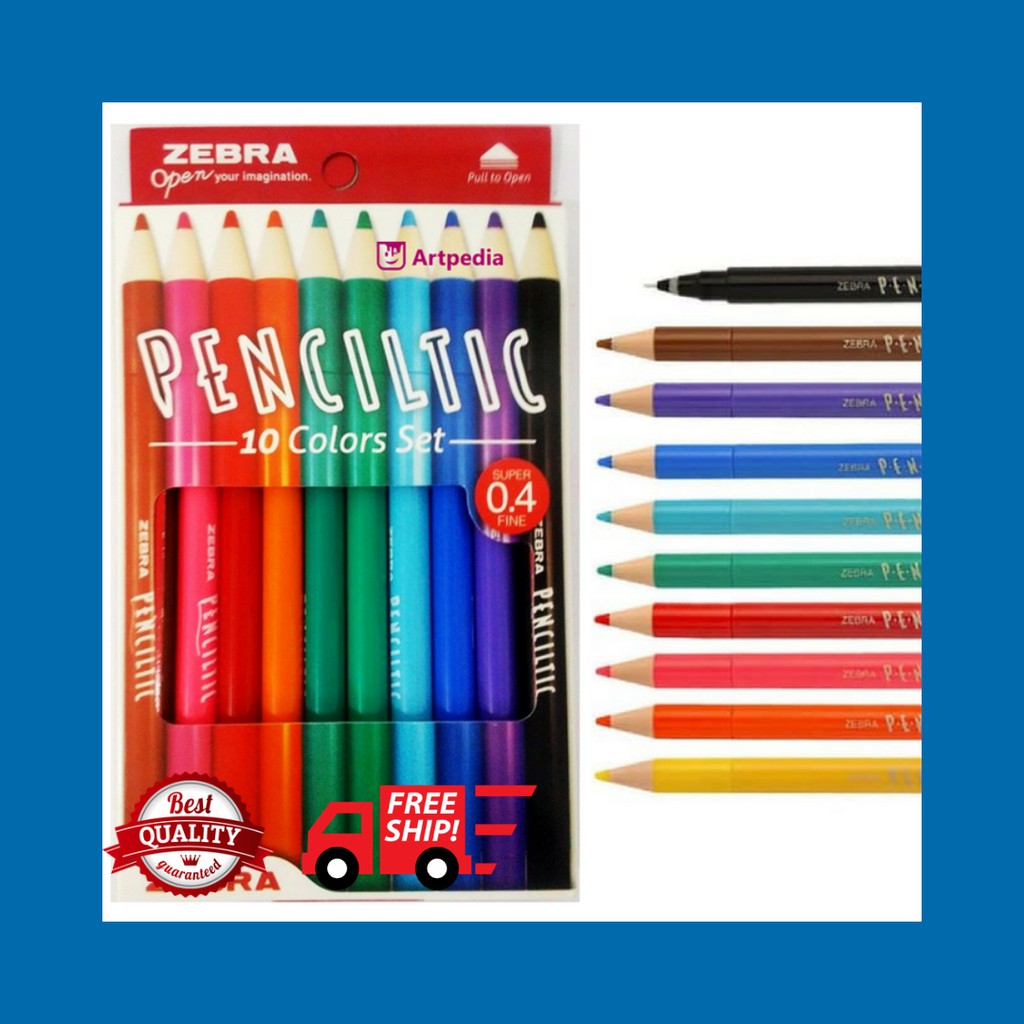 

Penciltic Zebra Warna 0.4 mm 10 Colours / Pencil tic 10 warna / Zebra