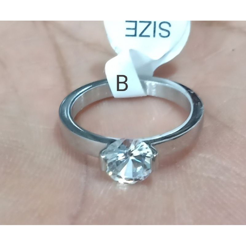 cincin titanium wanita dgn mata zircon