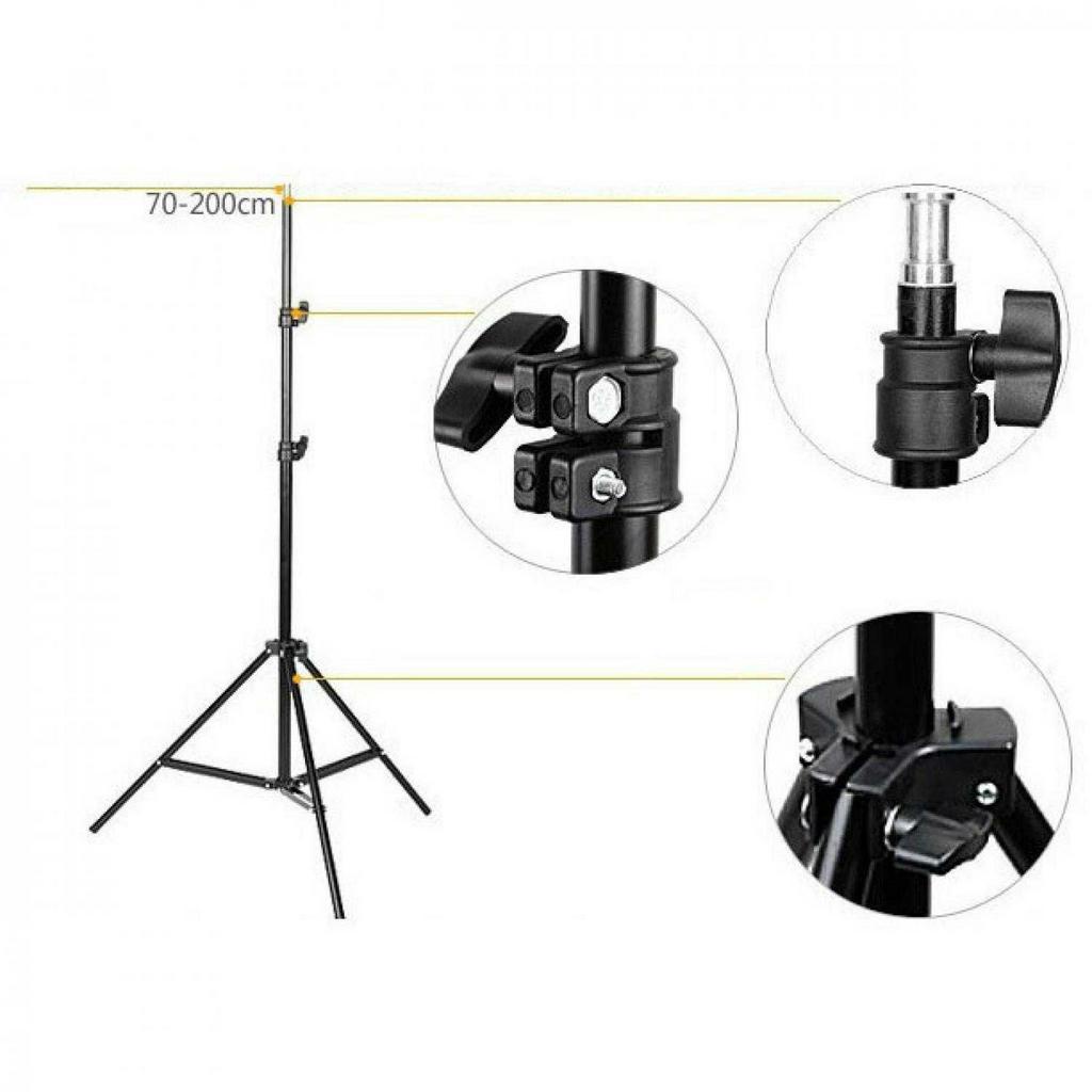 TaffSTUDIO Portable Lighting Stand Tripod 200cm for Studio Lightning - SN303 - Black