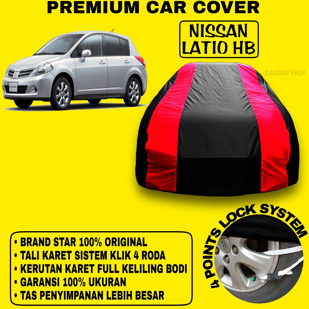 Body Cover NISSAN LATIO HB Sarung Strip MERAH Penutup Pelindung Bodi Mobil Nissan Latio Hatchback Waterproof