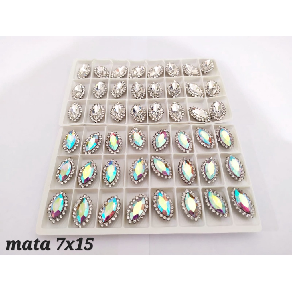 Diamond Cangkang / Permata Cangkang Mata Bintik 7x15,  50 pcs