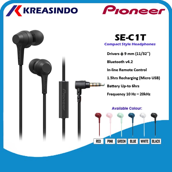 Pioneer SE-C1T / SE C1T /SEC1T In Ear Earphone Headset Garansi Resmi