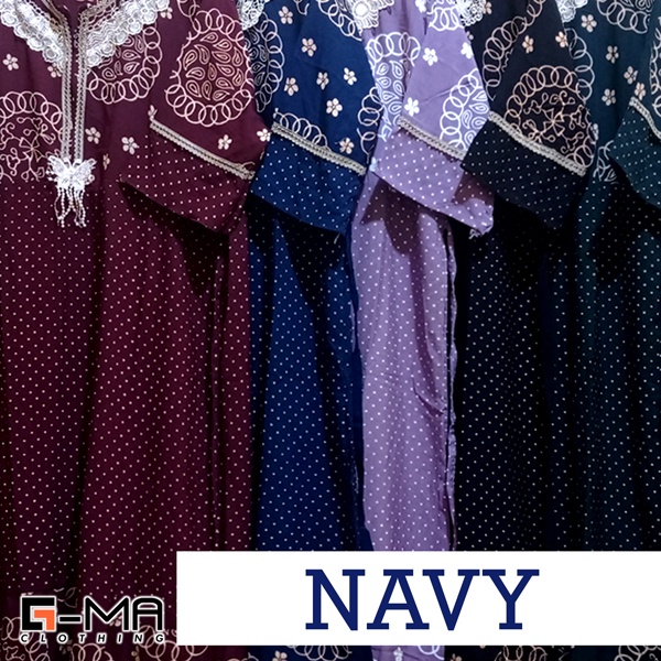 DASTER ARAB RENDA SEKDRESS | DASTER TANGAN 3/4 RESLETING DEPAN ( BUSUI )-NAVY