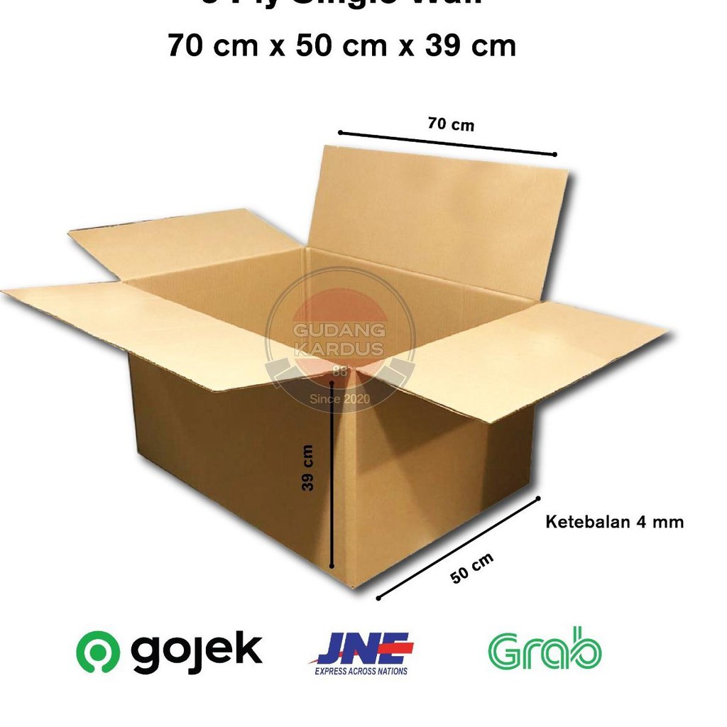 

➦jg KARDUS KARTON BOX POLOS JUMBO BESAR UKURAN 70x50x39 CM ❀ Dijual