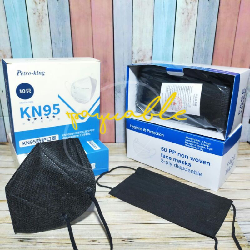 Masker Hitam - Black Mask Edition Medical Grade - KN95 Earloop KN 95 Hitam Earloop 3 ply Hitam