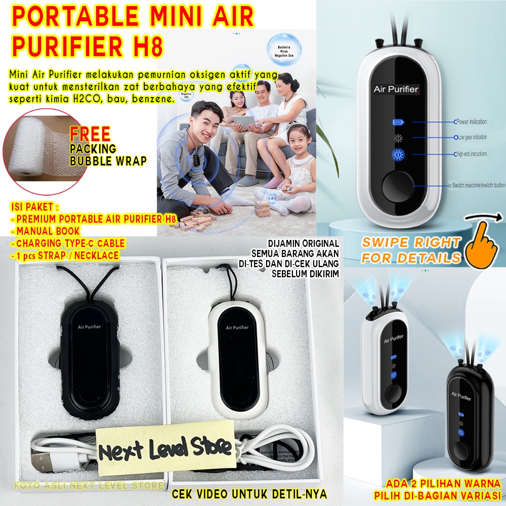 Portable Air Purifier H8 Necklace Kalung Rechargeable Anti Virus Ion ORIGINAL