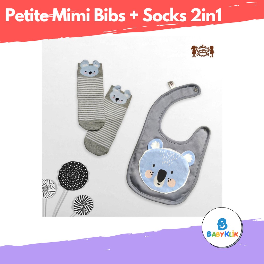 PETITE MIMI BABY BIB &amp; SOCKS SET/ SLABER CELEMEK + KAOSKAKI BAYI 2IN1