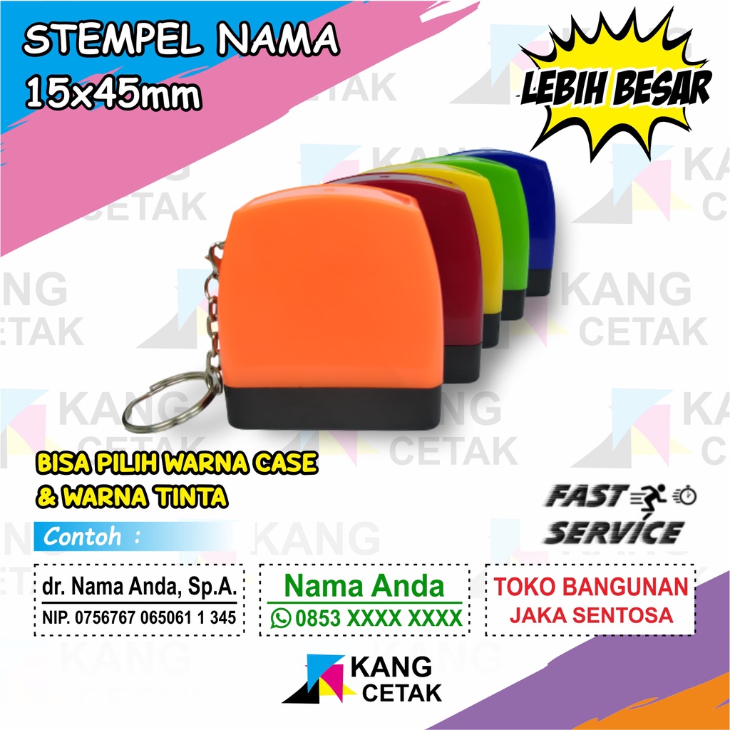 

STEMPEL NAMA 15X45 MM DOKTER BIDAN PERAWAT APOTEKER JABATAN HP KONTER STAMPEL GANTUNGAN KUNCI 1545