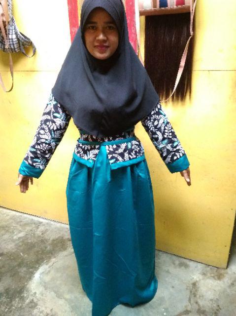 Sarimbit Gamis Couple Longdress Pesta Couple 064 Maura Couple - Sania Ruffle Batik Couple Ori Ndoro