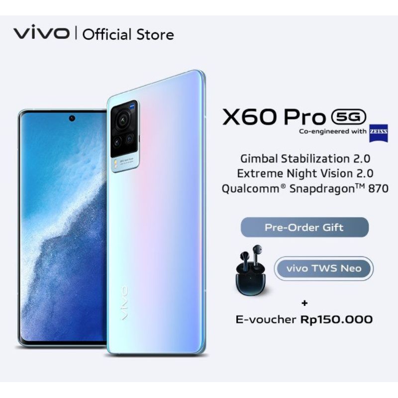 VIVO X60 PRO 5G ZEISS RAM 12+3 / 256 GB - GARANSI RESMI BY VIVO INDONESIA