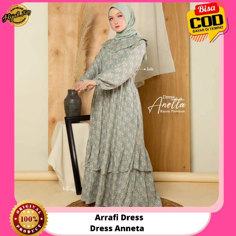 Arrafi Dress✔️Dress Gamis Anetta By Arrafi Bahan Rayon Premium Kekinian Terlaris Terbaru 2022 Bisa C