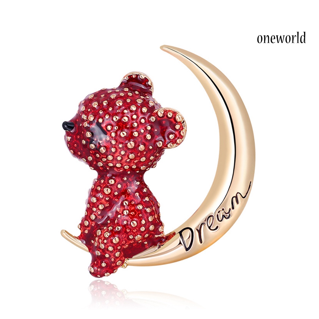 OW@ Bear Moon Brooch Animal Shape Decoration Ornament Women Cartoon Clothes Pin Jewelry