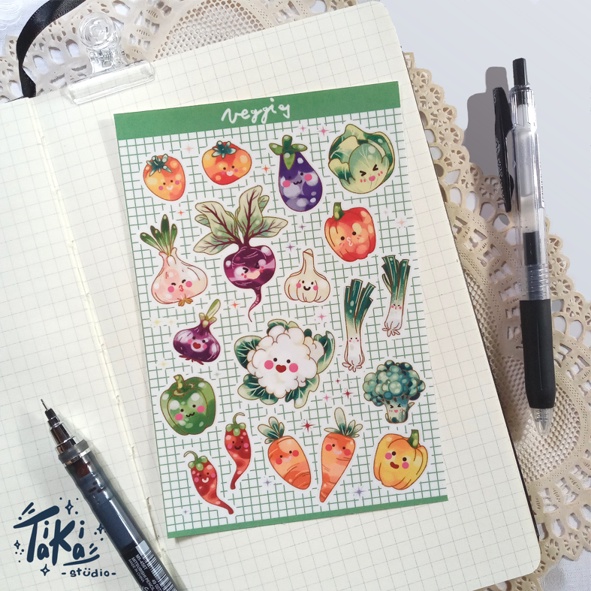 

Veggies Sticker Sheet / Kiss Cut / Sticker Gambar Sayur - Sayuran Lucu