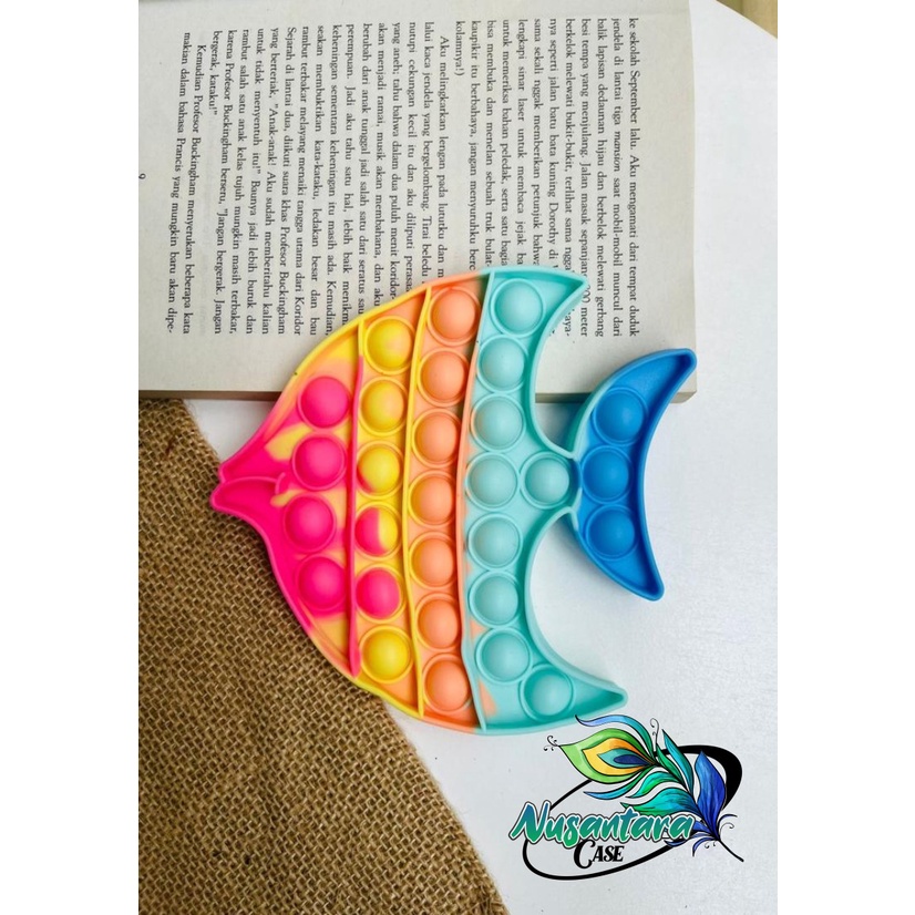 pop it fidget push bubble toys gelembung 3d rainbow pelangi karakter mainan anak NC7433-IKAN