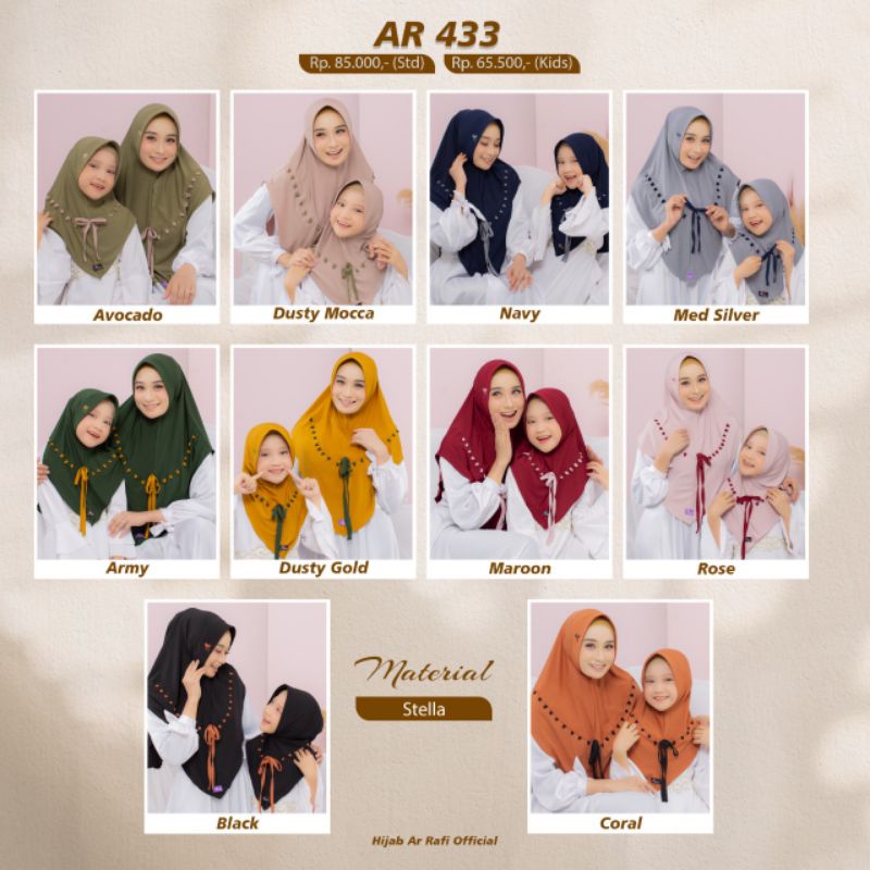 Hijab Arrafi Couple mom n kids AR 433 Jilbab Instan couple Ibu dan Anak