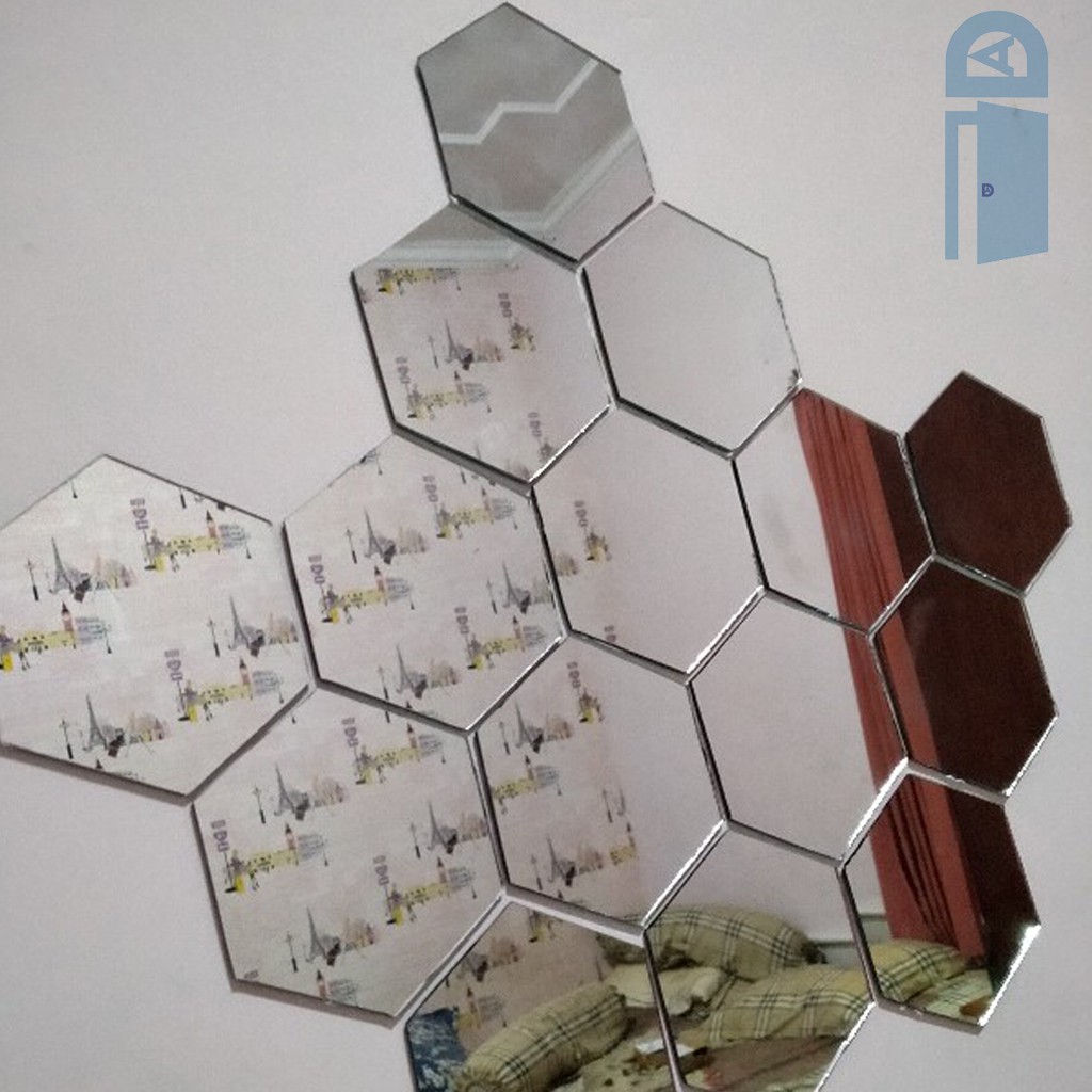 Kaca Cermin Dinding Hexagon/Segi 6 (Cermin Asli)/cermin dinding hexagonal / cermin dinding aesthetic-3