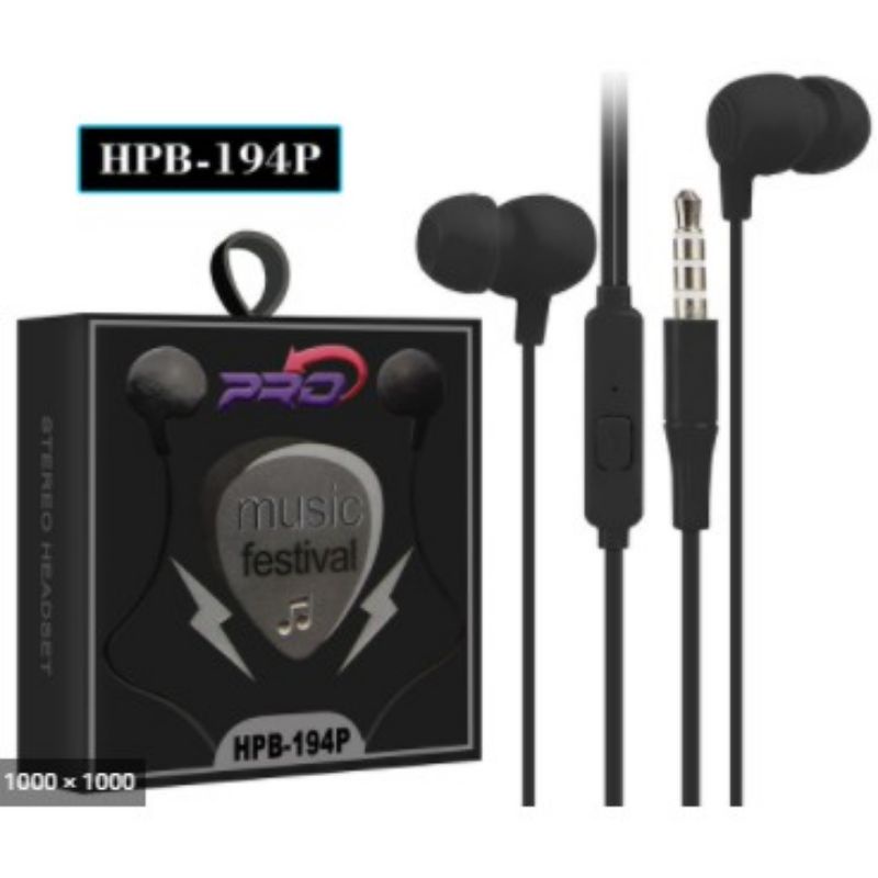 Headset Earphone Stereo Bass Handsfree Stereo PRO HPB-194P Jack 3.5mm