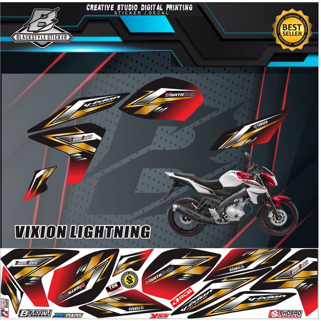 POLET STIKER COD-STRIPING CUSTOM MOTOR YAMAHA VIXION LIGHTNING MOTIF ROAD RACE/STICKER VARIASI MOTOR