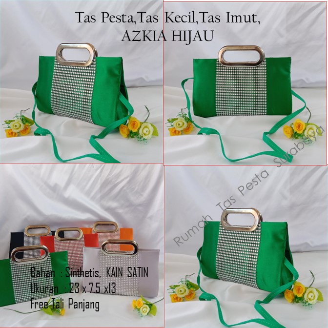 TAS PESTA SATIN AZKIA MODEL CLUCTH DAN SELEMPANG TERKESAN MEWAH DAN ELEGAN