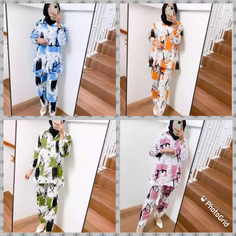 SETELAN NAGITA MOTIF ABSTRAK RAYON PREMIUN FIT TO XL