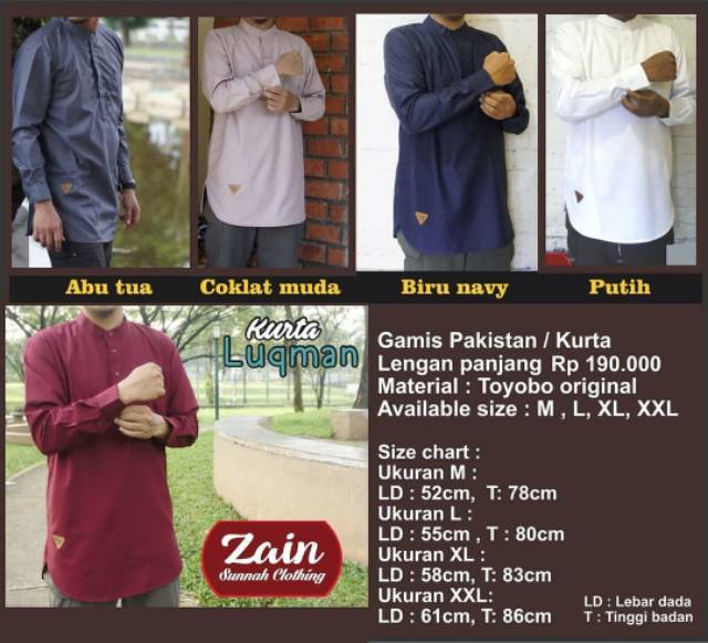 Kurta pakistan / gamis pakistan lengan panjang by zain sirwal tampil stylish and syar'i bahan toyobo