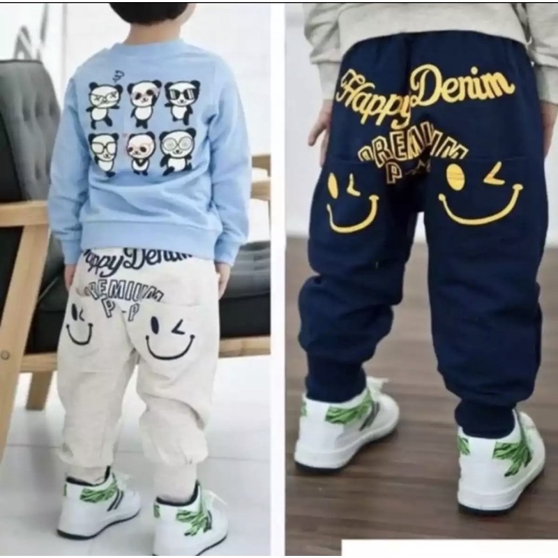 jogger anak denim joger anak laki laki dan perempuan 1-5 tahun grosir