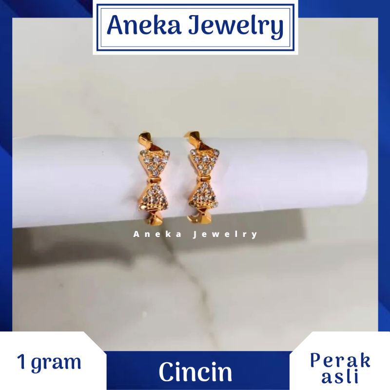 Cincin Cor Mata2 Variasi, Perak 925, Lapis Emas Rosegold