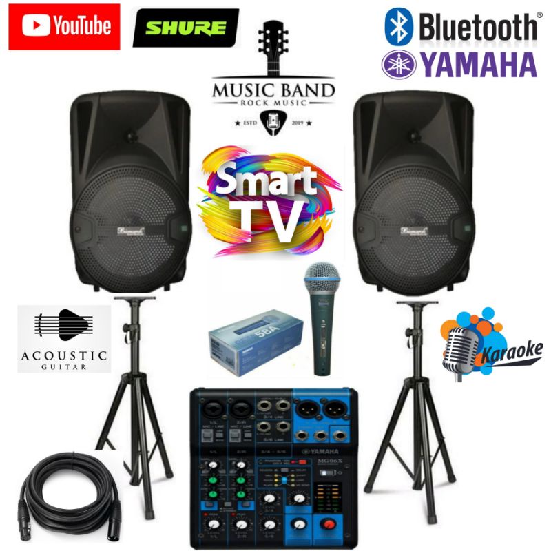 AGEN PAKET SOUND SYSTEM MIXER YAMAHA 6 CH  INDOR/OUTDOR 8 INCH BISMARK BLUETOOTH