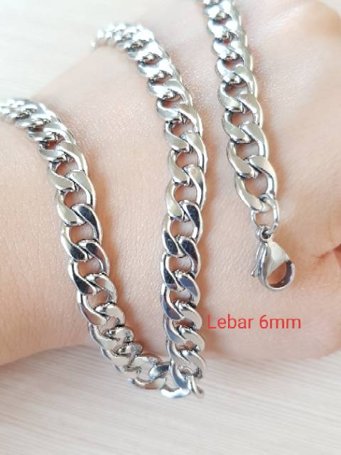 kalung fashion titanium silver import putih KGS01