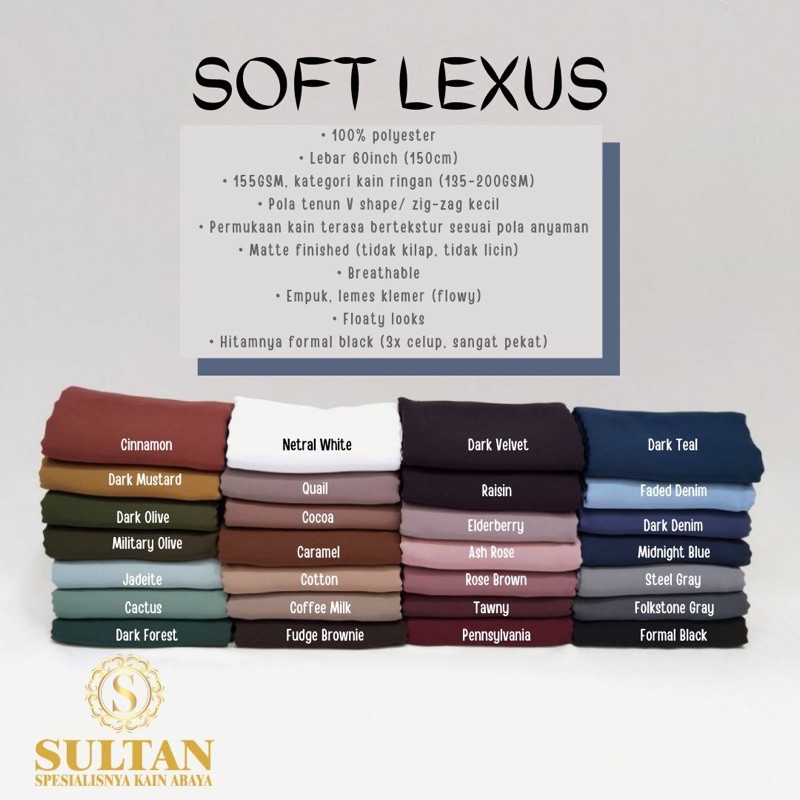 Cadar Tali bahan Soft lexus Sultan kain abaya