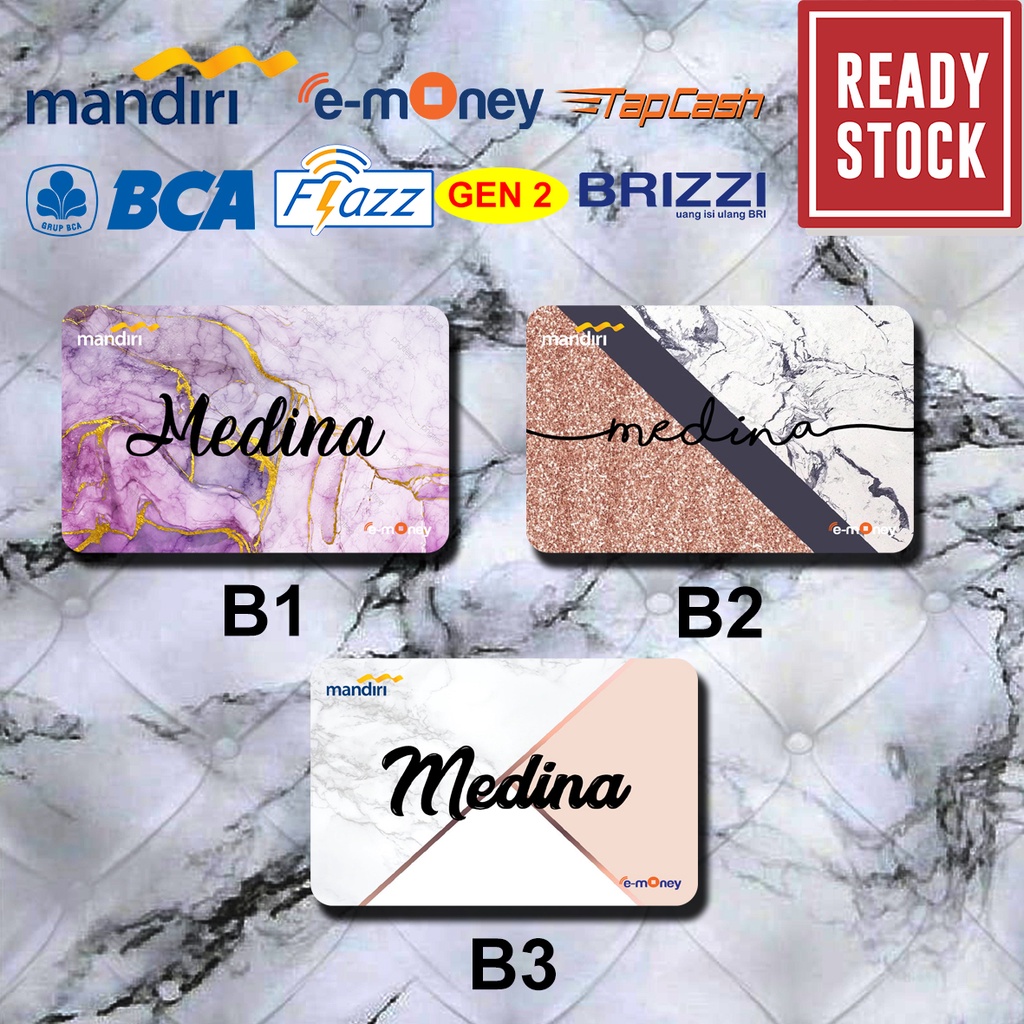 Emoney mandiri flazz bca gen 2 brizzi tap cash custom kartu e toll MARBLE NAMETAG free edit 1 sisi atau 2 sisi cocok untuk komunitas dan souvenir