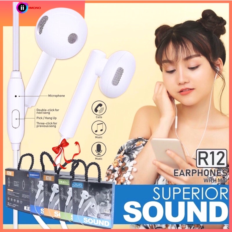 HANDSFREE/HEADSET/HEDSET/HF R12 BRANDED SUARA SUPER MANTAP