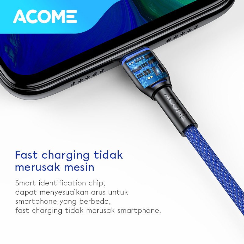 ACOME Kabel Data Type-C 100cm cable  AiC Fast Charging Garansi Resmi 1 Thn original ASC-010