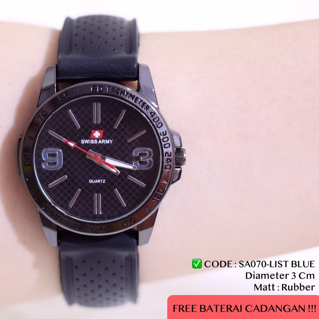 Jam tangan wanita sporty karet rubber casual hitam PK001 SA070