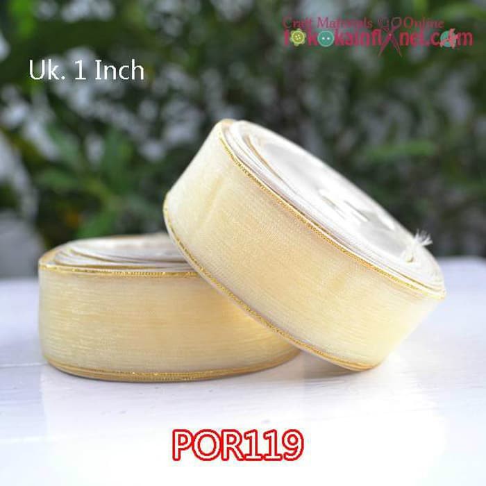 

Dijual POR119 Pita Organdi List Emas 1 Inch Cream (Per Roll) Limited