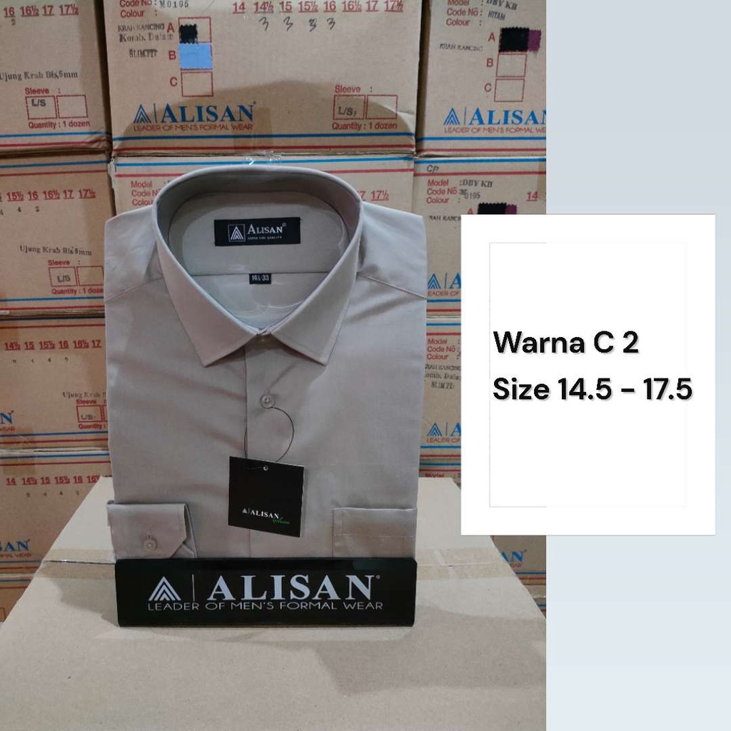 Alisan Kemeja Pria Lengan Panjang Polos Reguler Warna C2 ORIGINAL